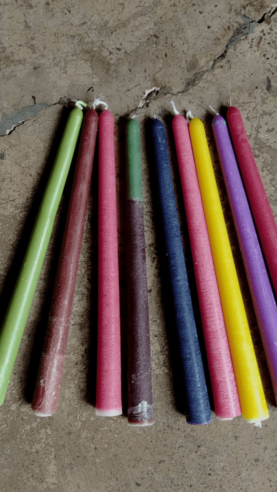 Taper candles in various colors