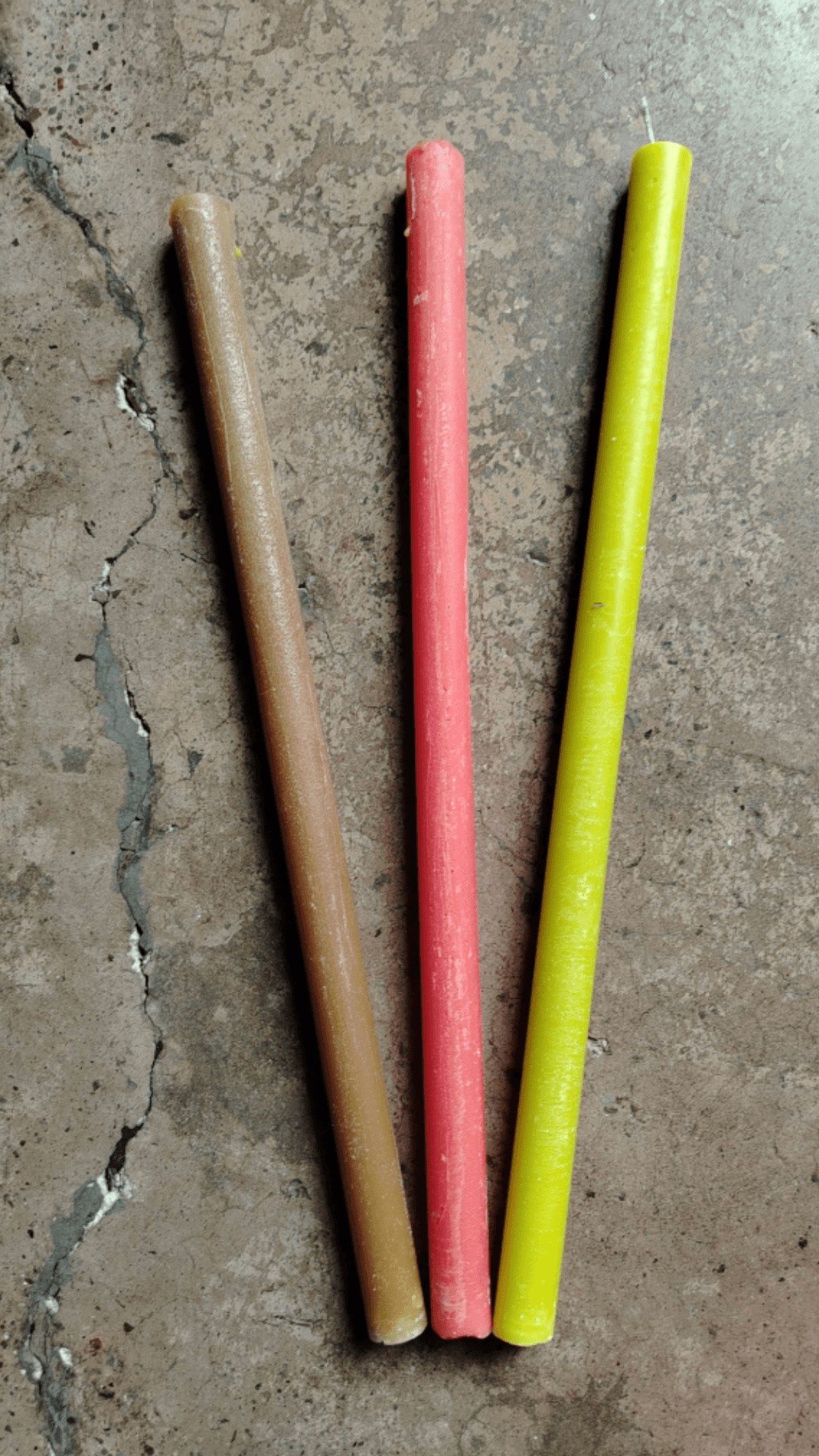 Cream coral and lime taper candles