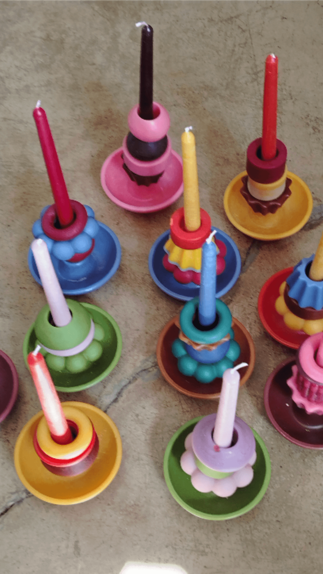 Collection of various stackable candles